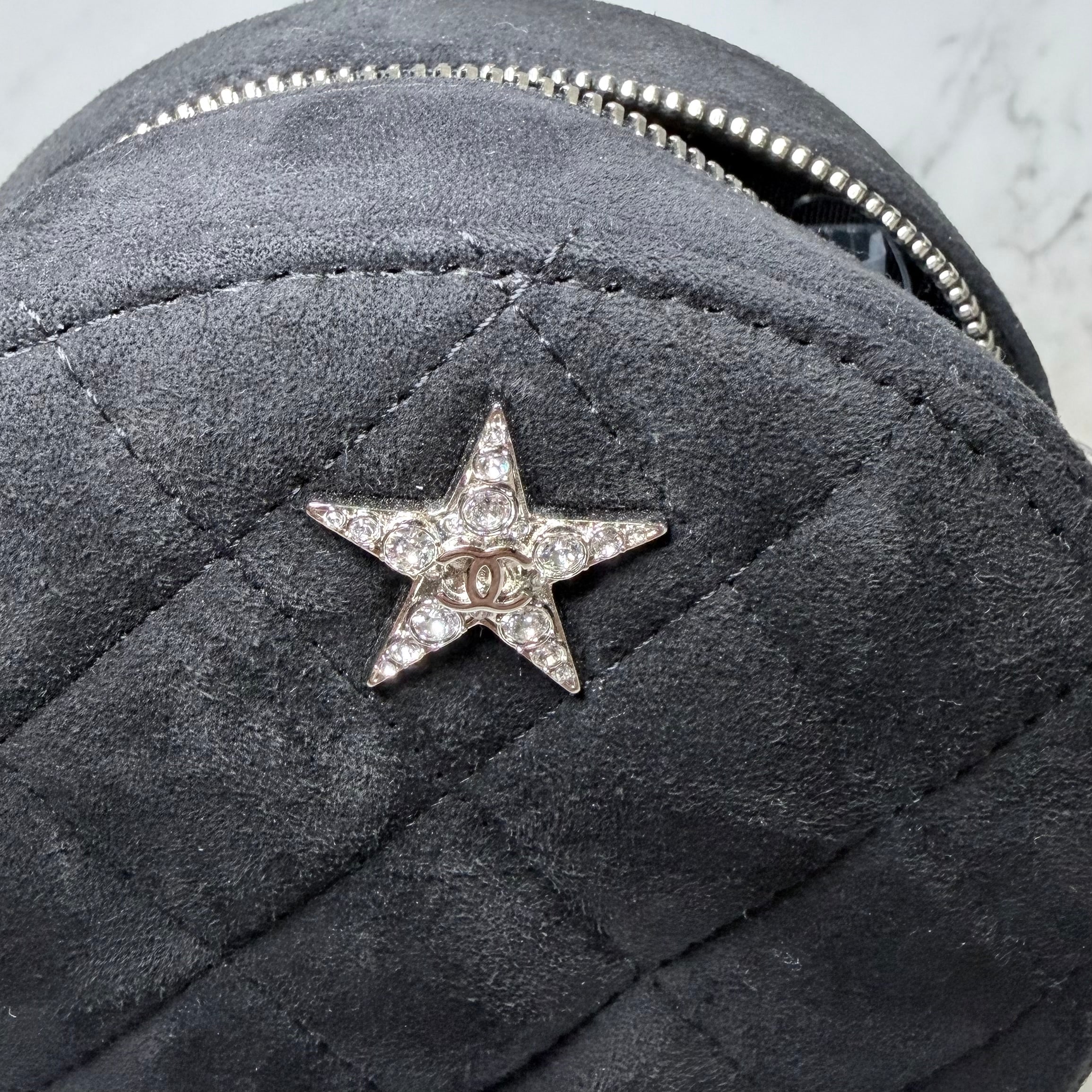 Chanel Matelasse Starline Chain - Round Black Suede - 164