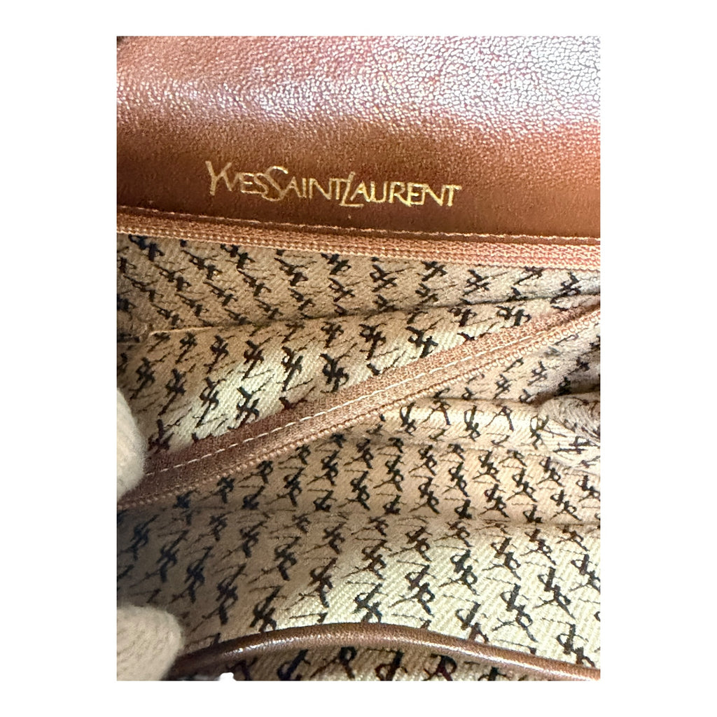 YSL Brown Quilted Leather Messanger