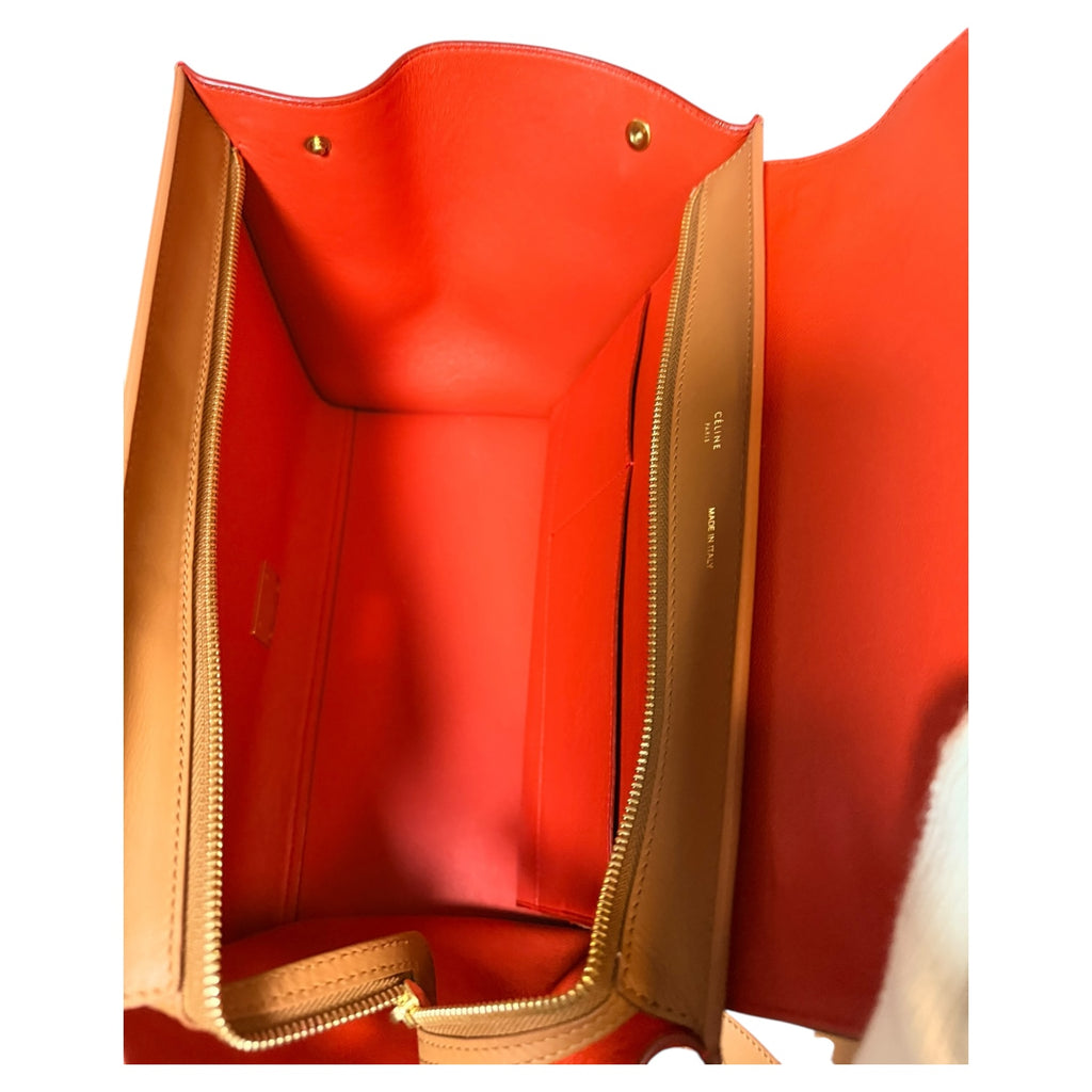 Celine Trapeze Tan/ Red -110