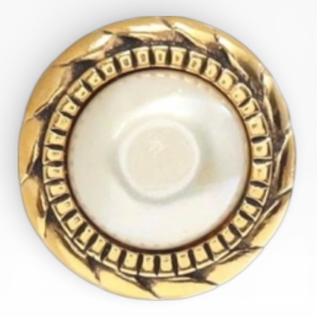 Chanel Clip-on Earrings Round Gold Plated Artificial pearl White Coco