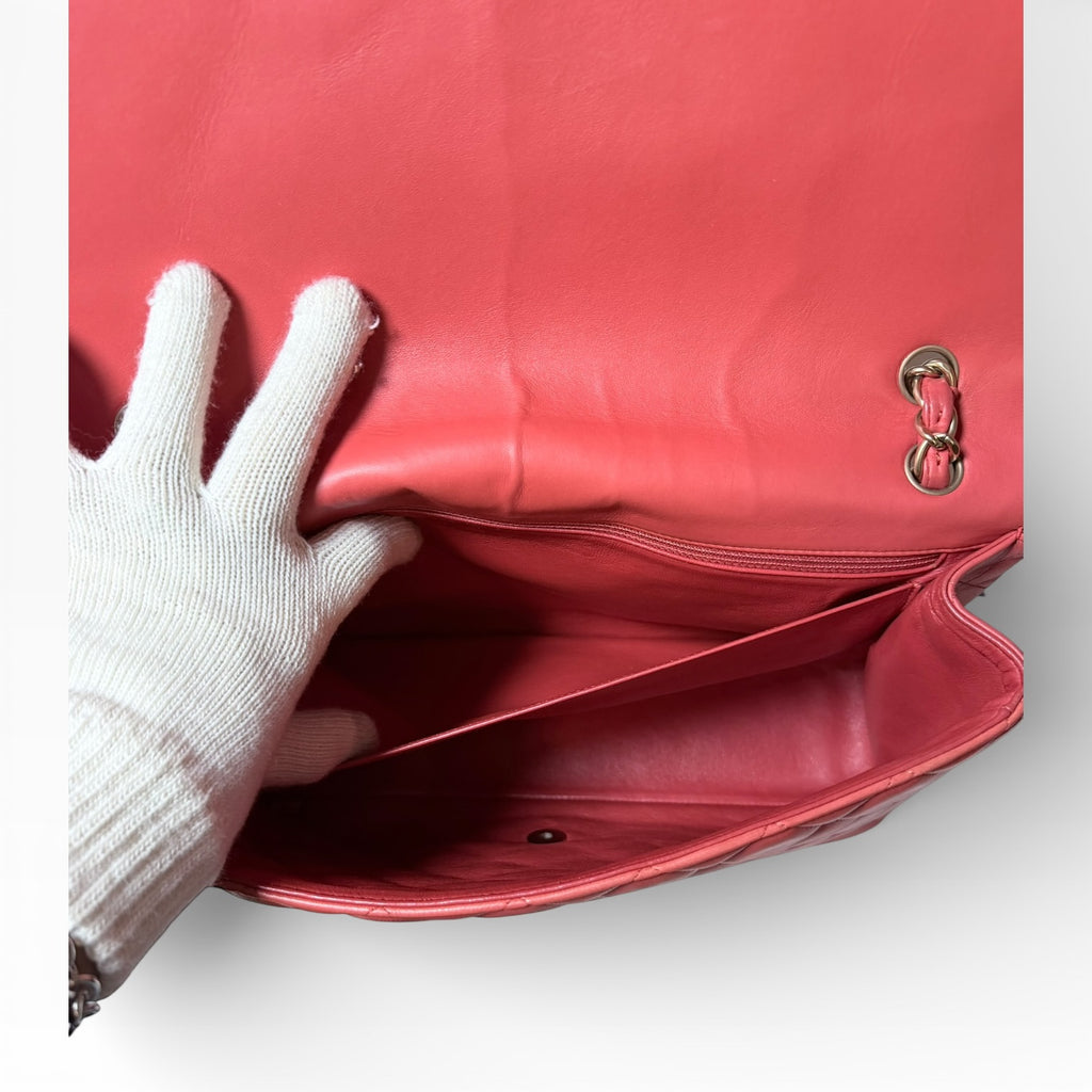 Chanel single flap coral