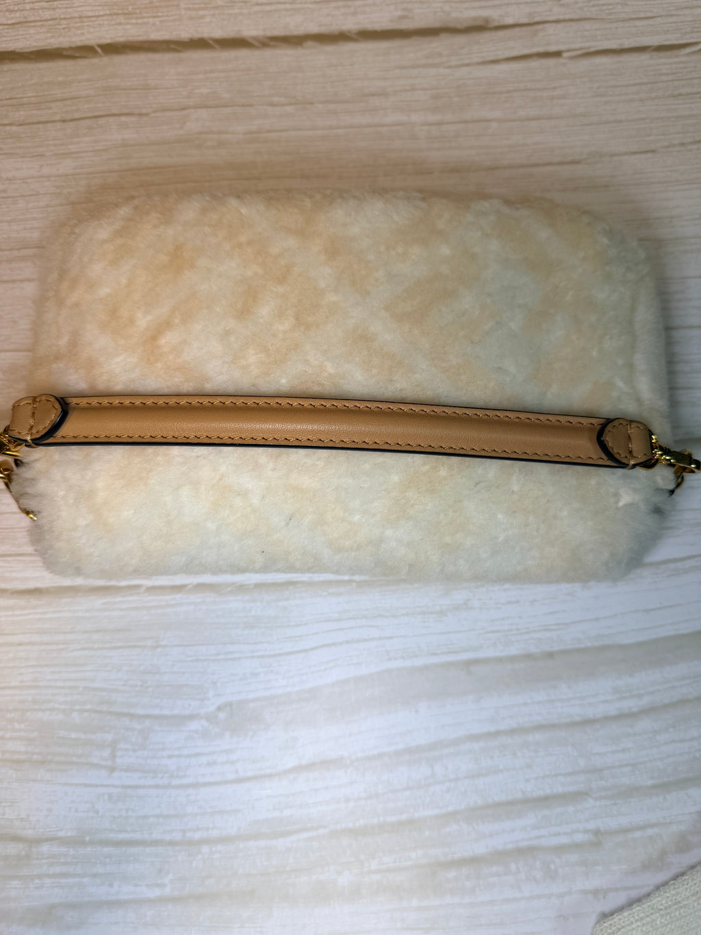 Fendi Mini Baguette with Montone (shearling) St. Macro FF - 166
