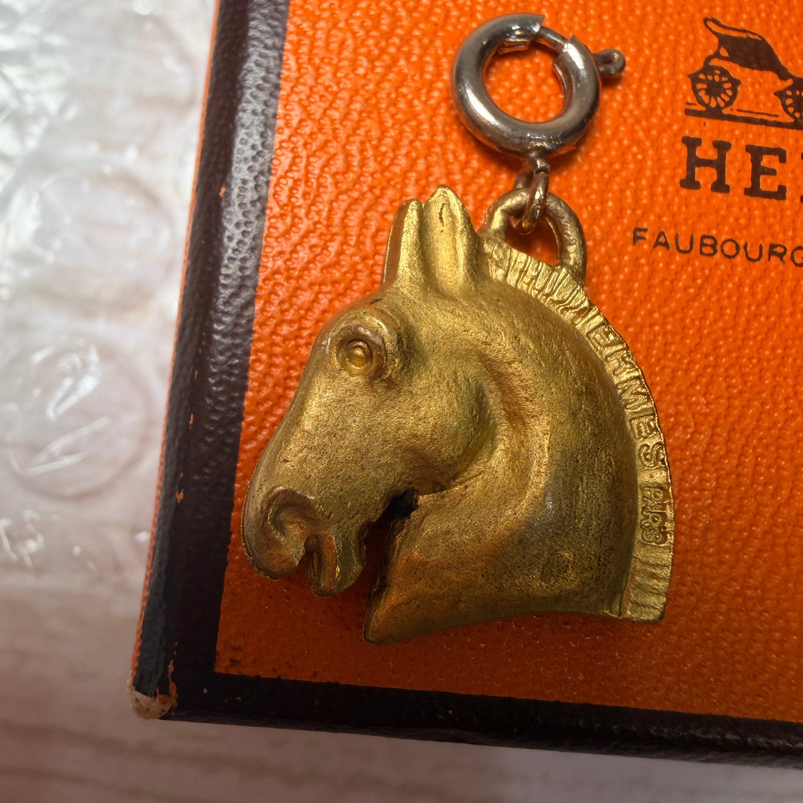 HERMES Cheval Pendant top Gold Plated -215