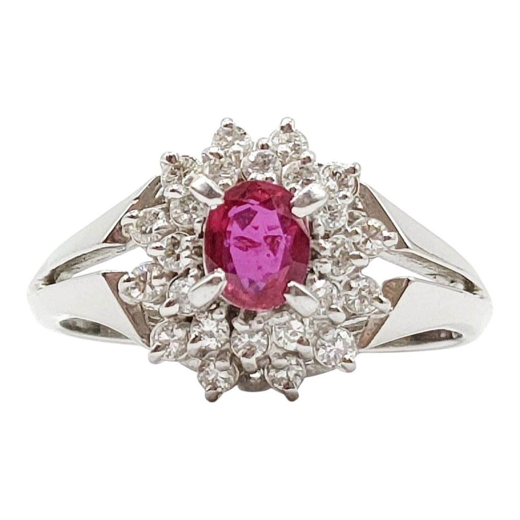 Platinum ruby and natural diamond ring - 131