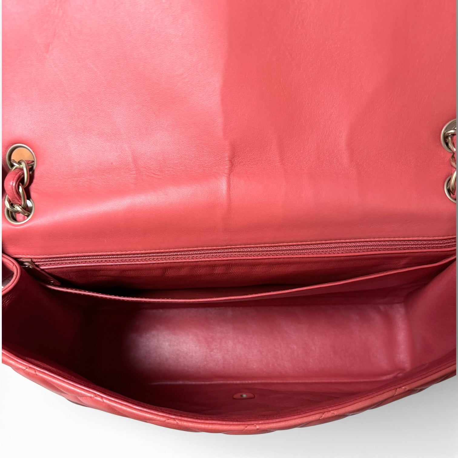 Chanel single flap coral