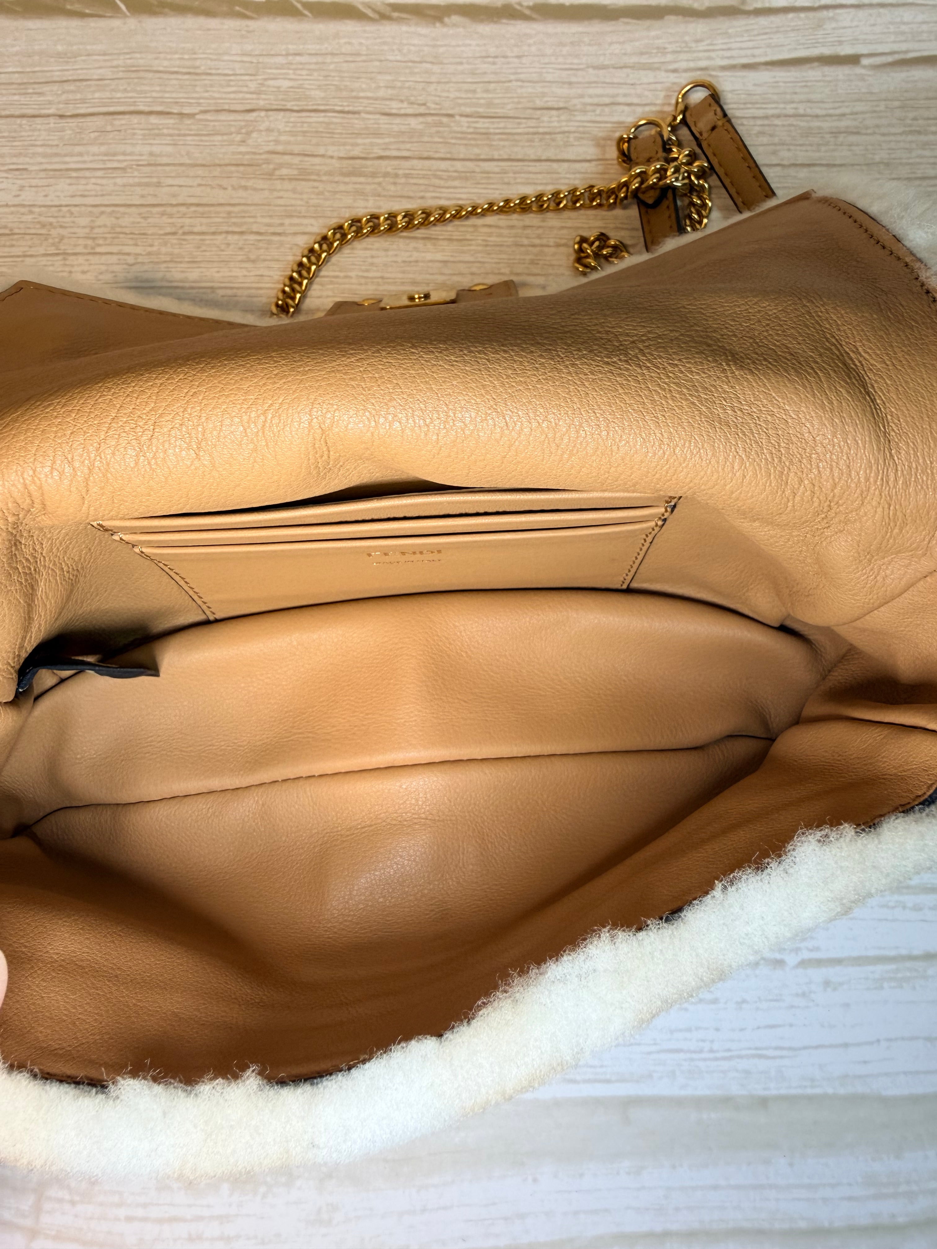 Fendi Mini Baguette with Montone (shearling) St. Macro FF - 166