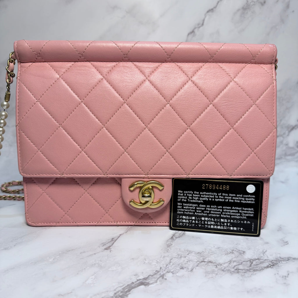 Chanel Quilted Pearl Chain Flap Bag