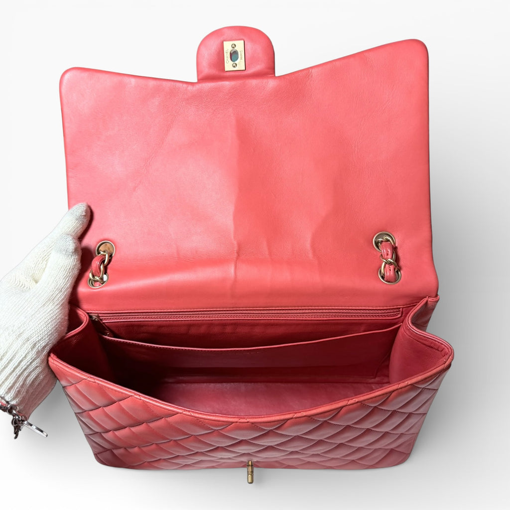 Chanel single flap coral