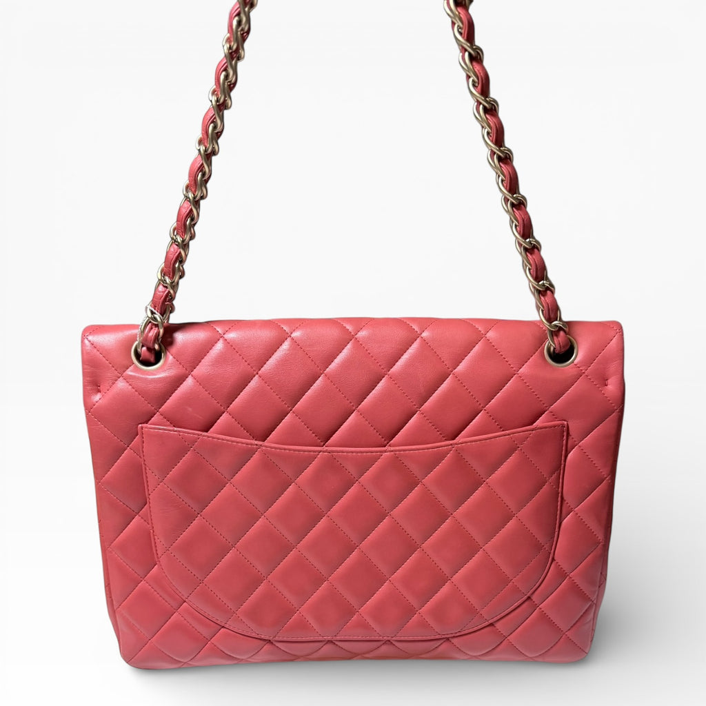 Chanel single flap coral
