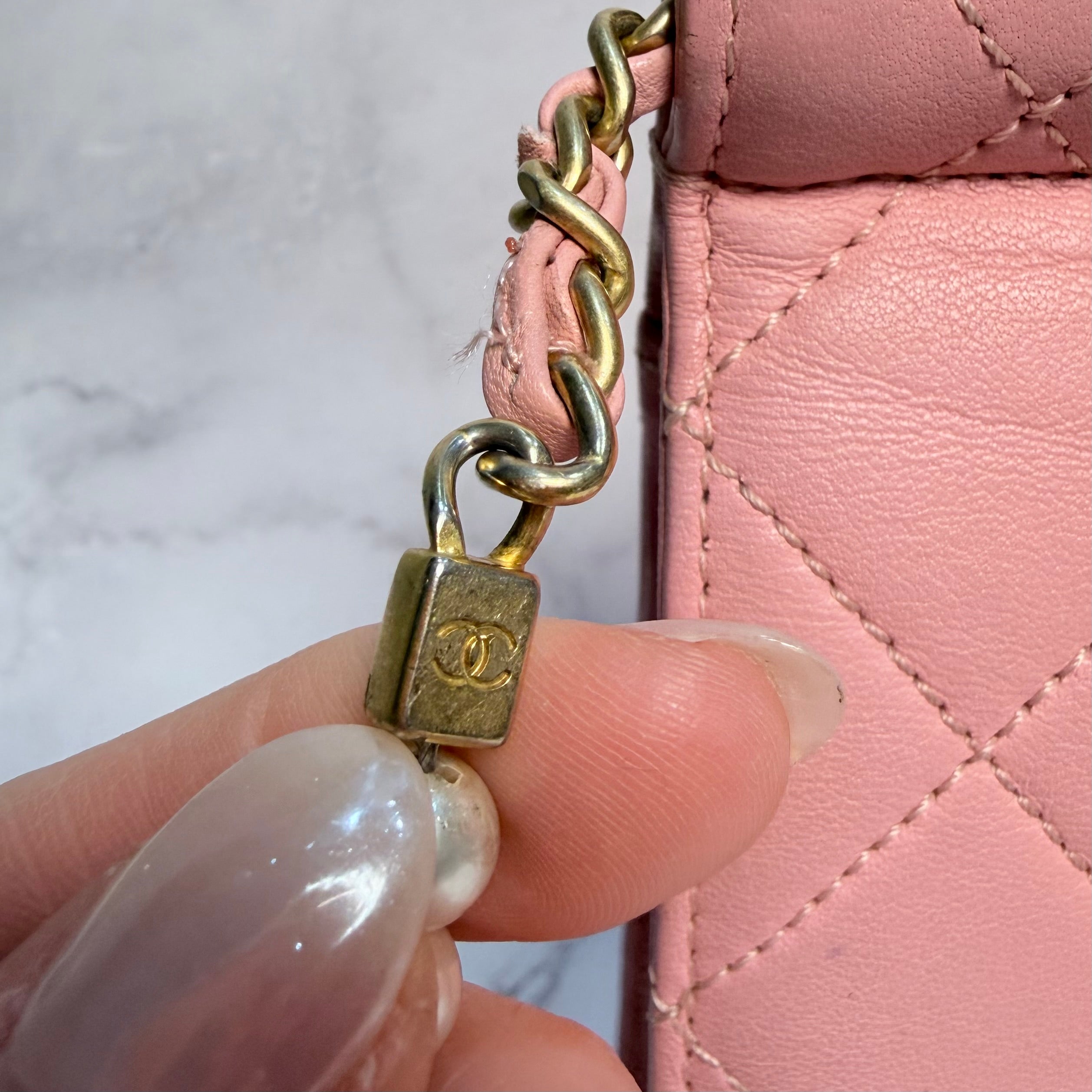 Chanel Quilted Pearl Chain Flap Bag