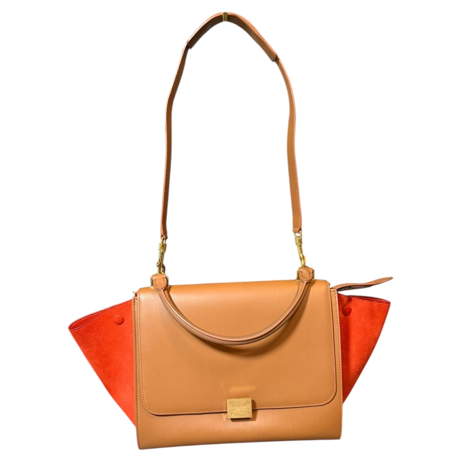 Celine Trapeze Tan/ Red