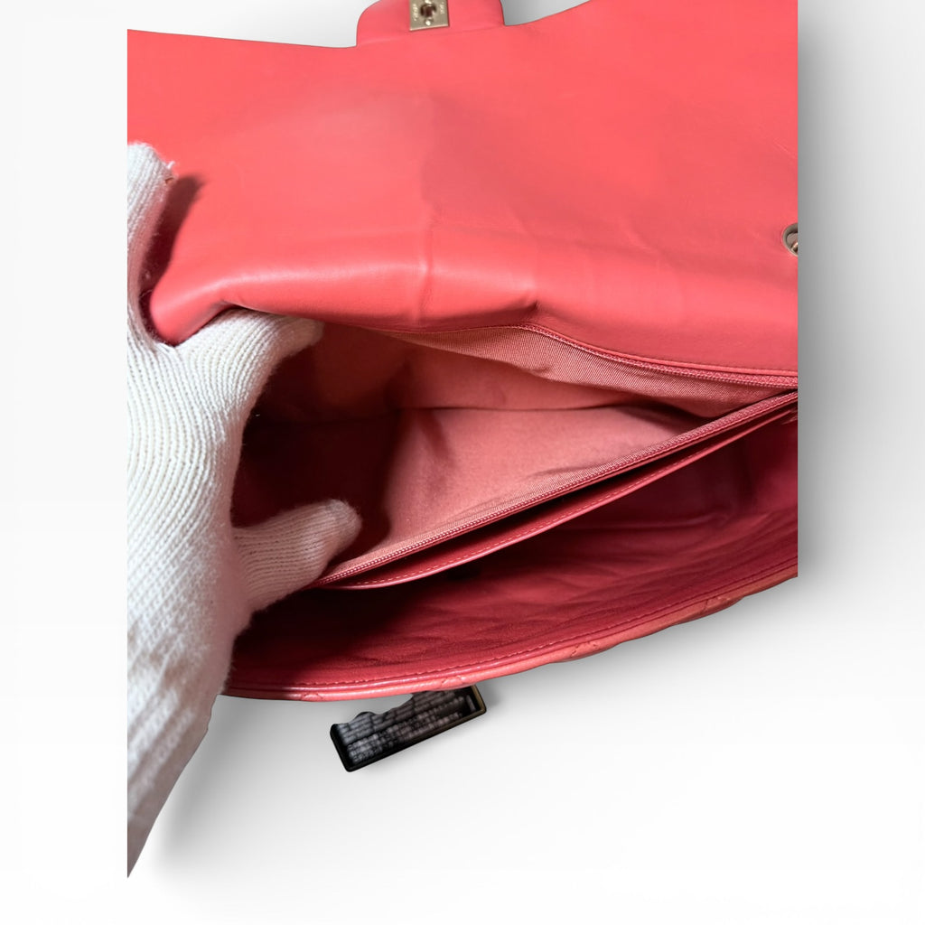 Chanel single flap coral