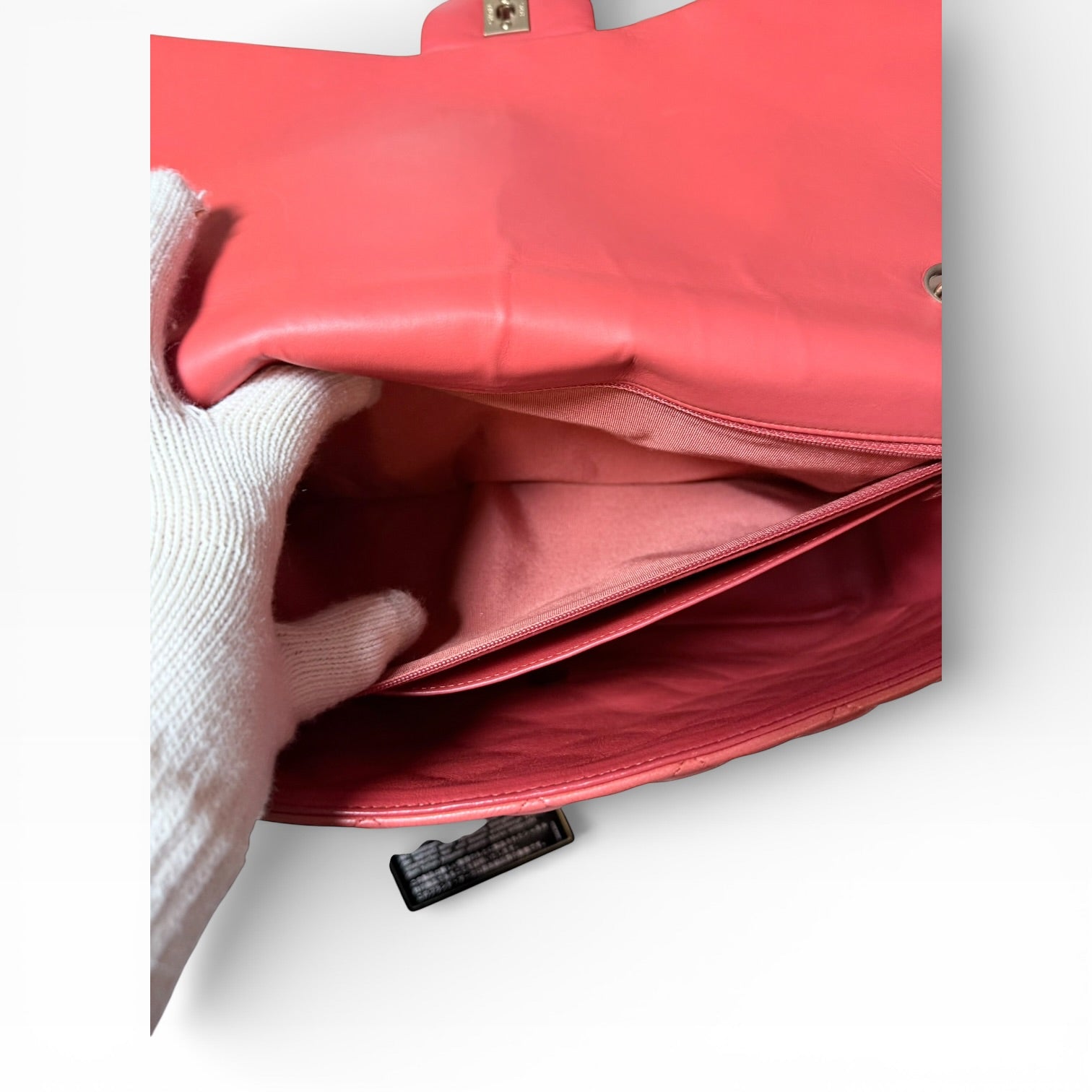 Chanel single flap coral