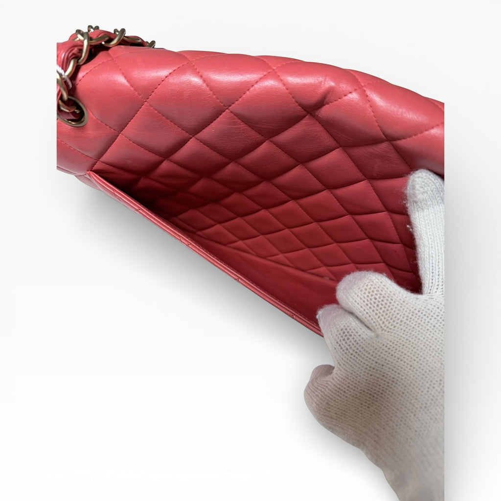 Chanel single flap coral