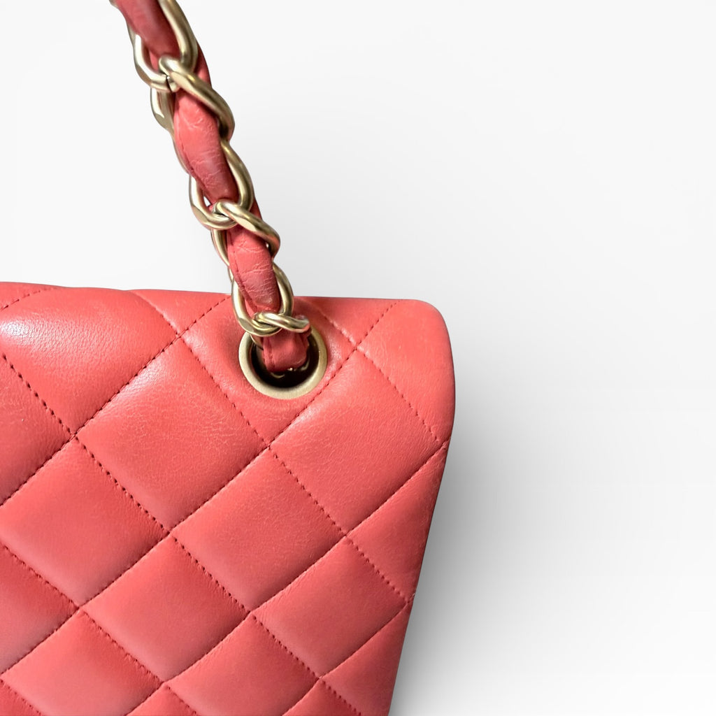 Chanel single flap coral