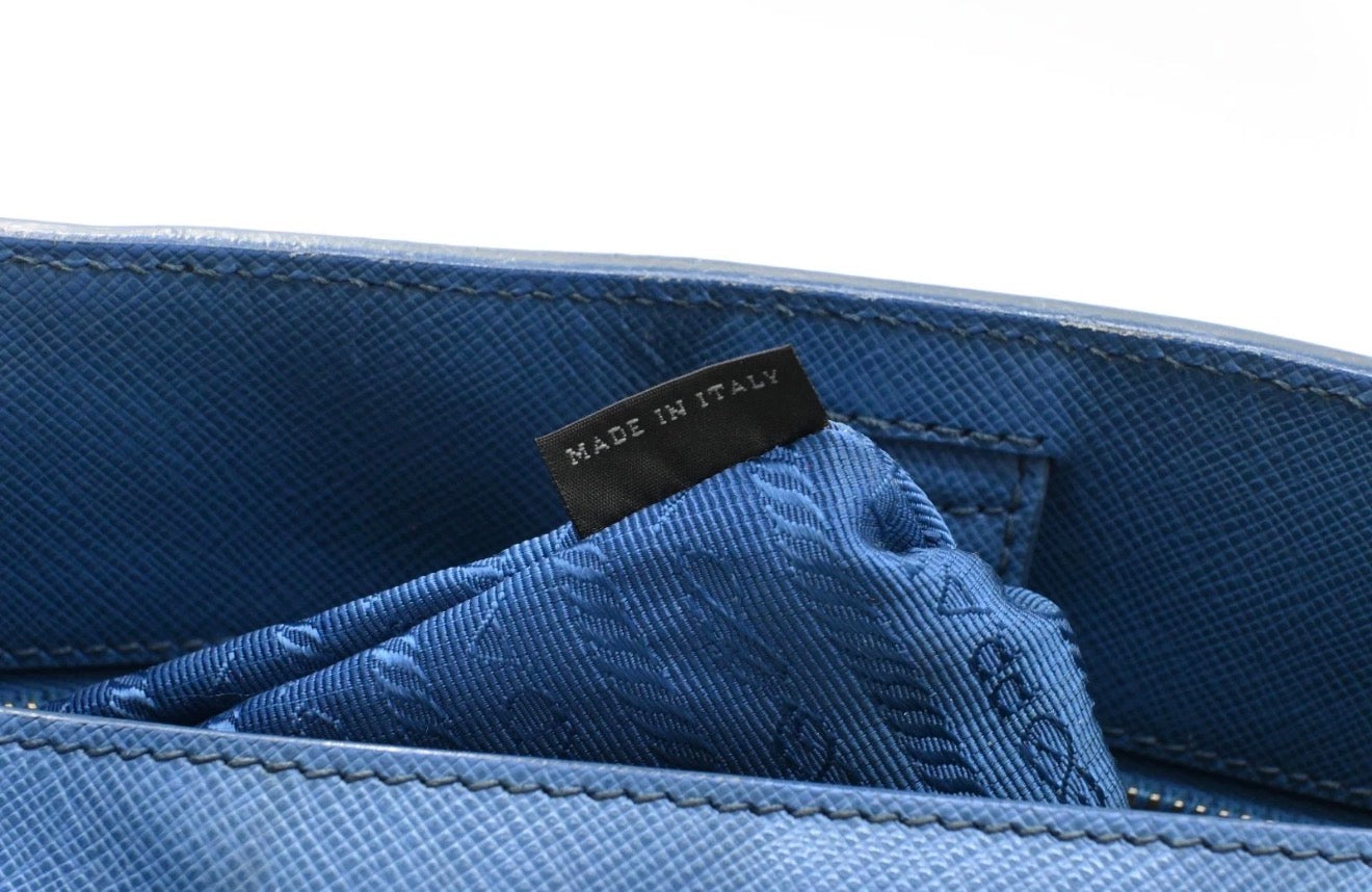Prada  Saffiano Blue Hand Bag