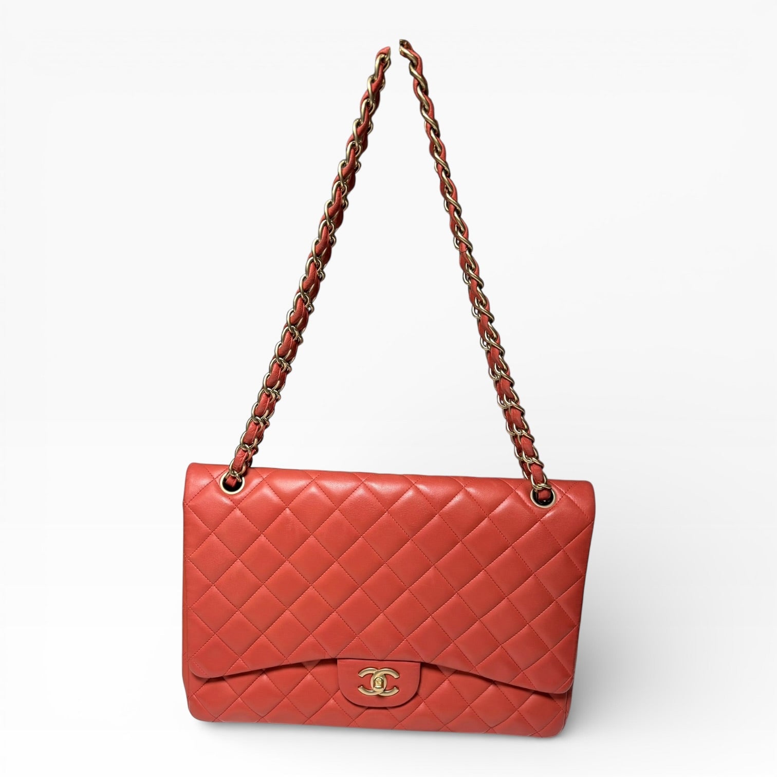 Chanel single flap coral