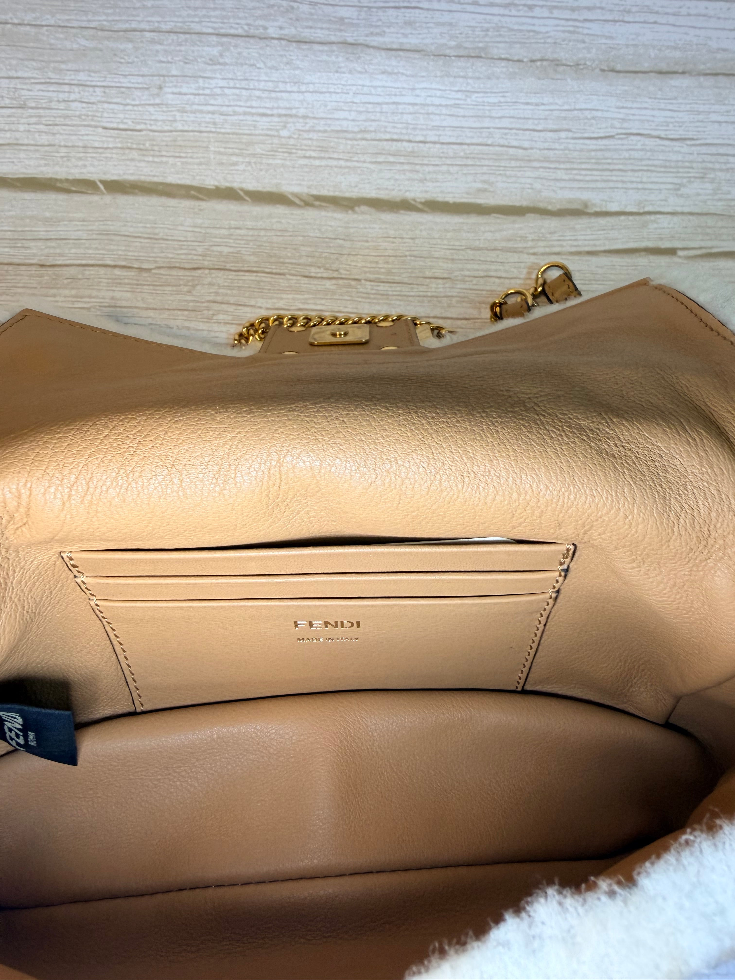 Fendi Mini Baguette with Montone (shearling) St. Macro FF - 166