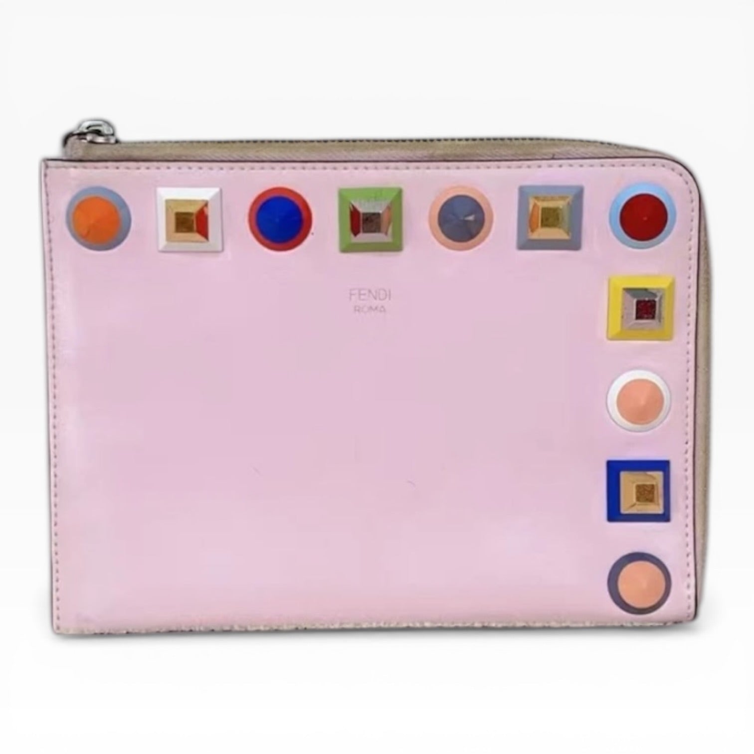 Fendi Studded Zip-Around Clutch -238