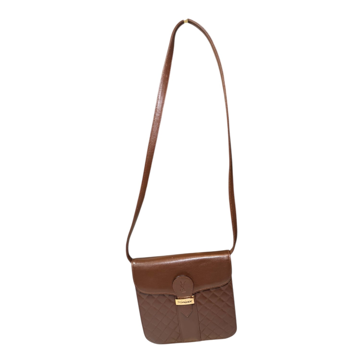 YSL Brown Quilted Leather Messanger