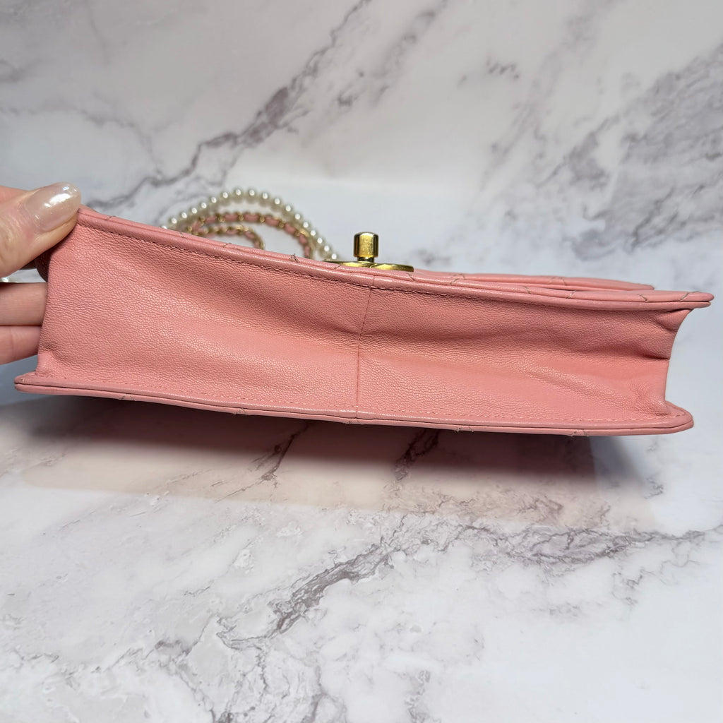 Chanel Quilted Pearl Chain Flap Bag