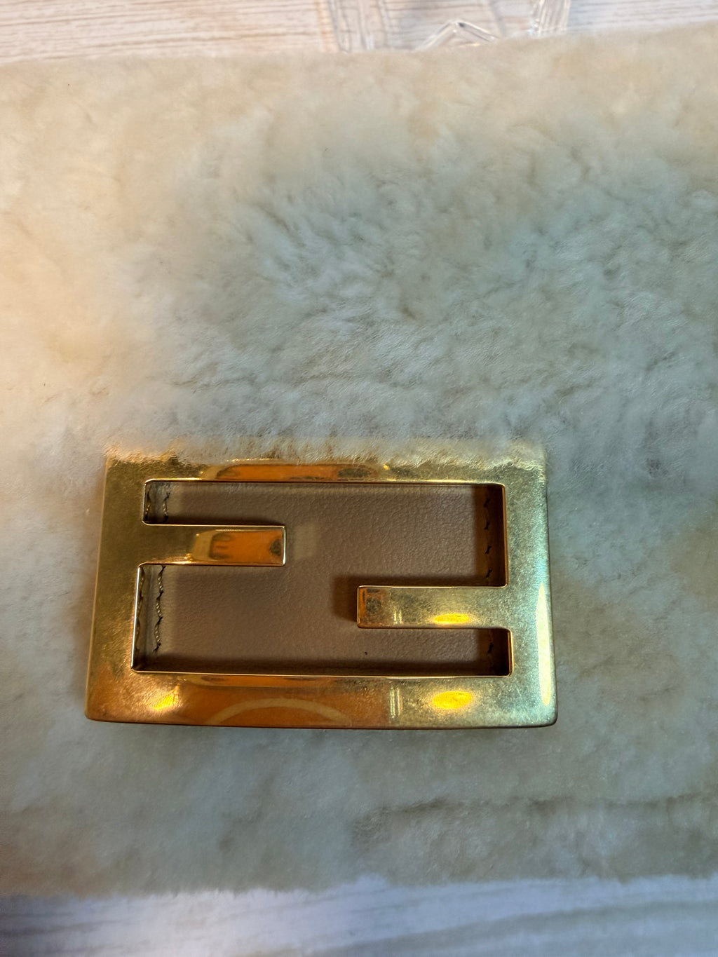 Fendi Mini Baguette with Montone (shearling) St. Macro FF - 166