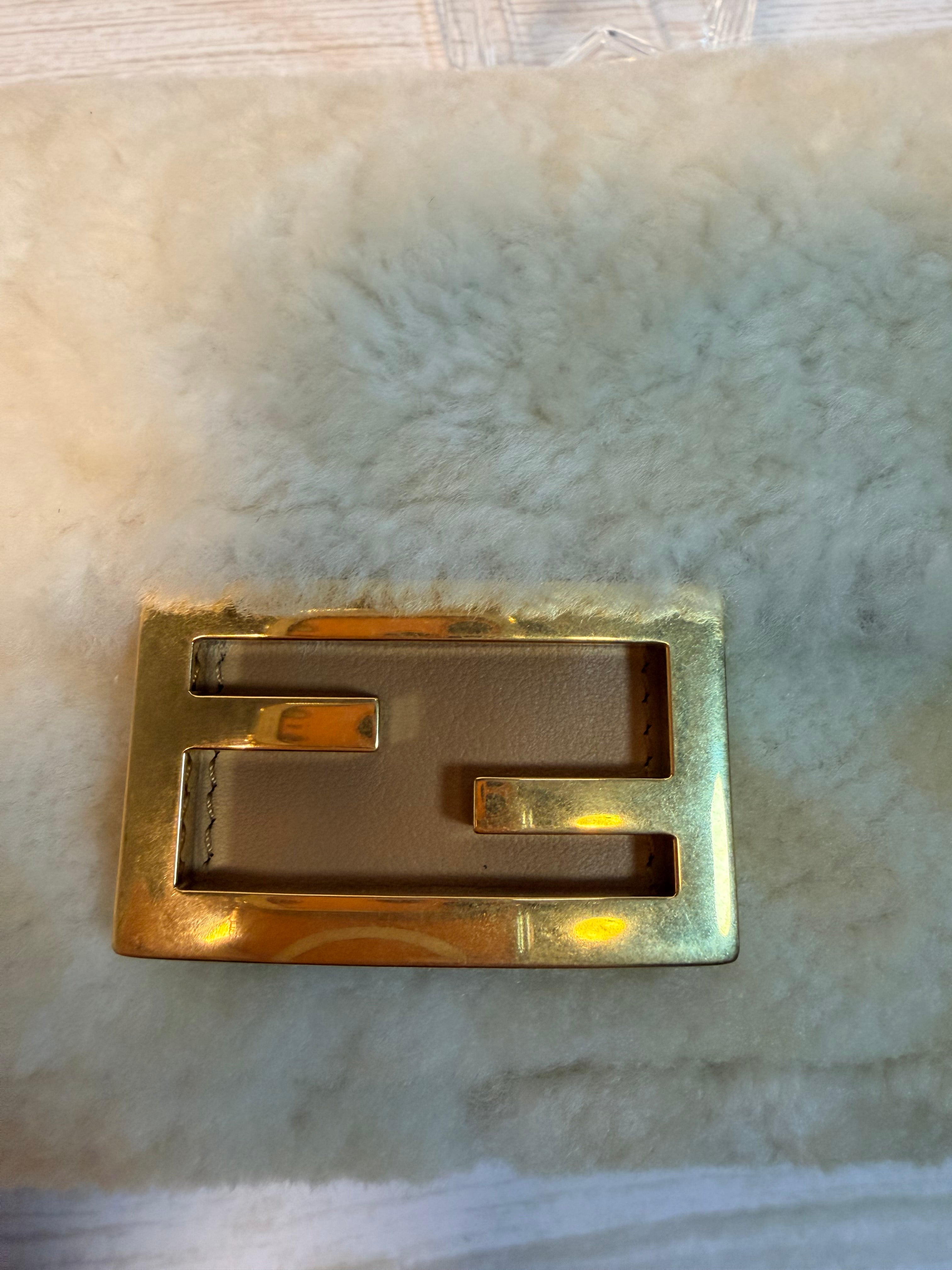 Fendi Mini Baguette with Montone (shearling) St. Macro FF - 166