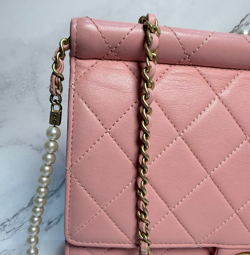 Chanel Quilted Pearl Chain Flap Bag