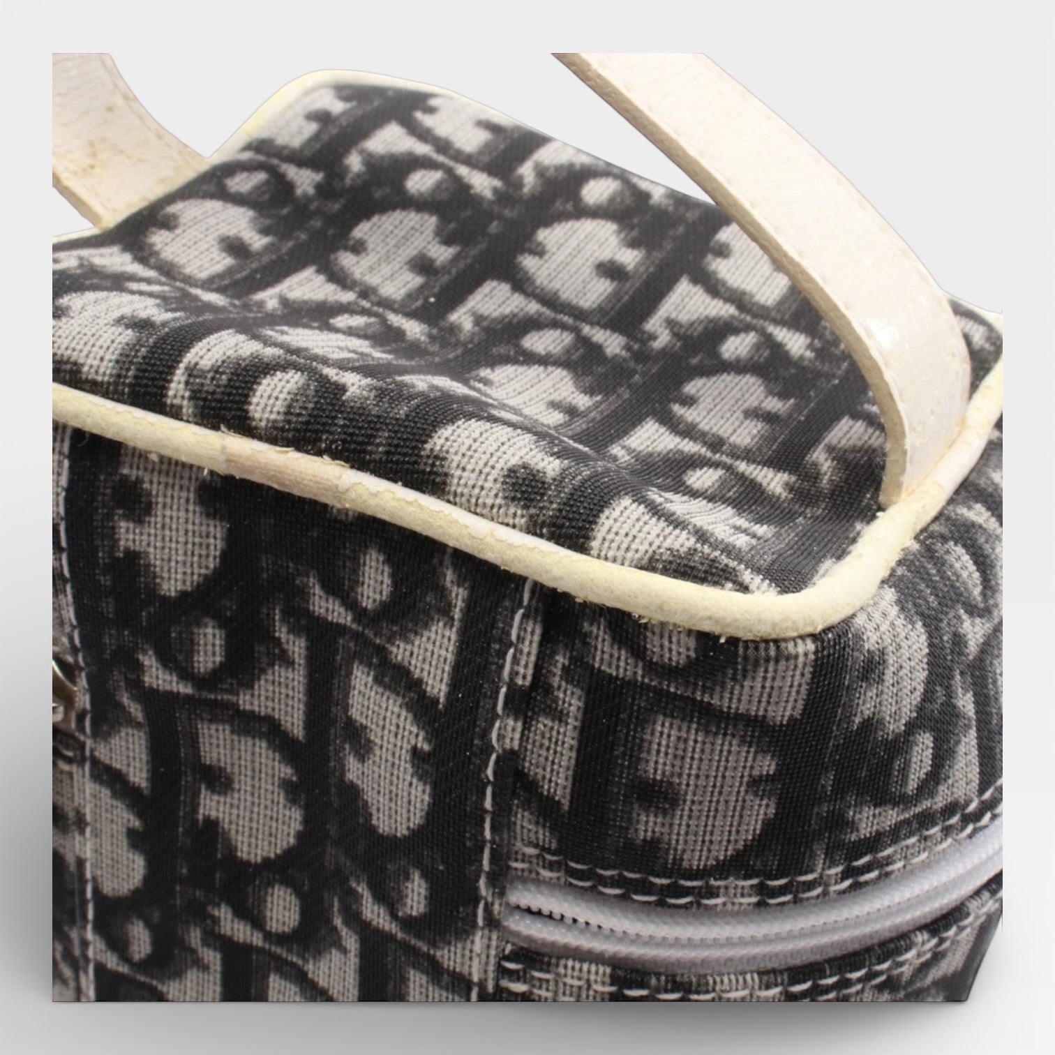 Christian Dior Trotter vanity Handbag canvas leather Black White