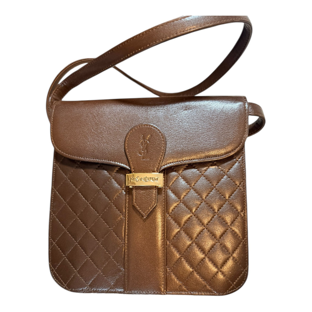 YSL Brown Quilted Leather Messanger