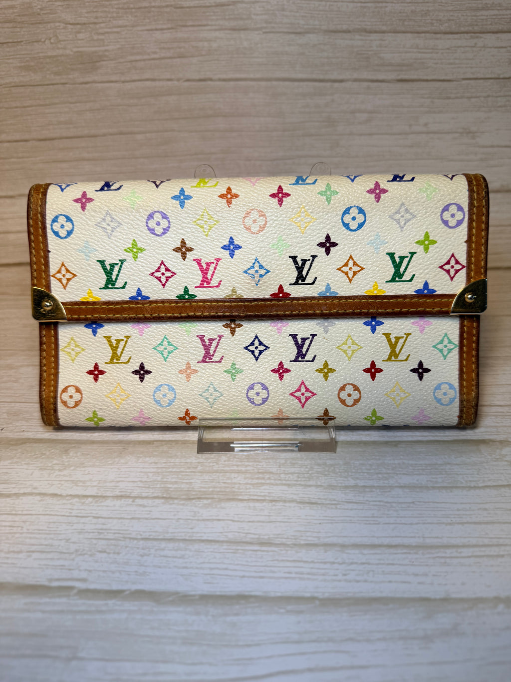 Louis Vuitton Takashi Murakami White Monogram Multicolor Porte Tresor