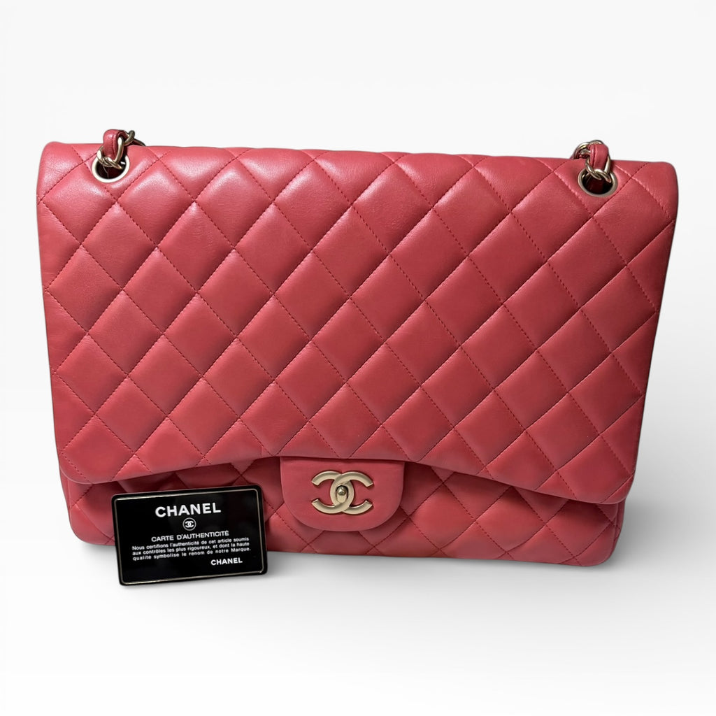 Chanel single flap coral