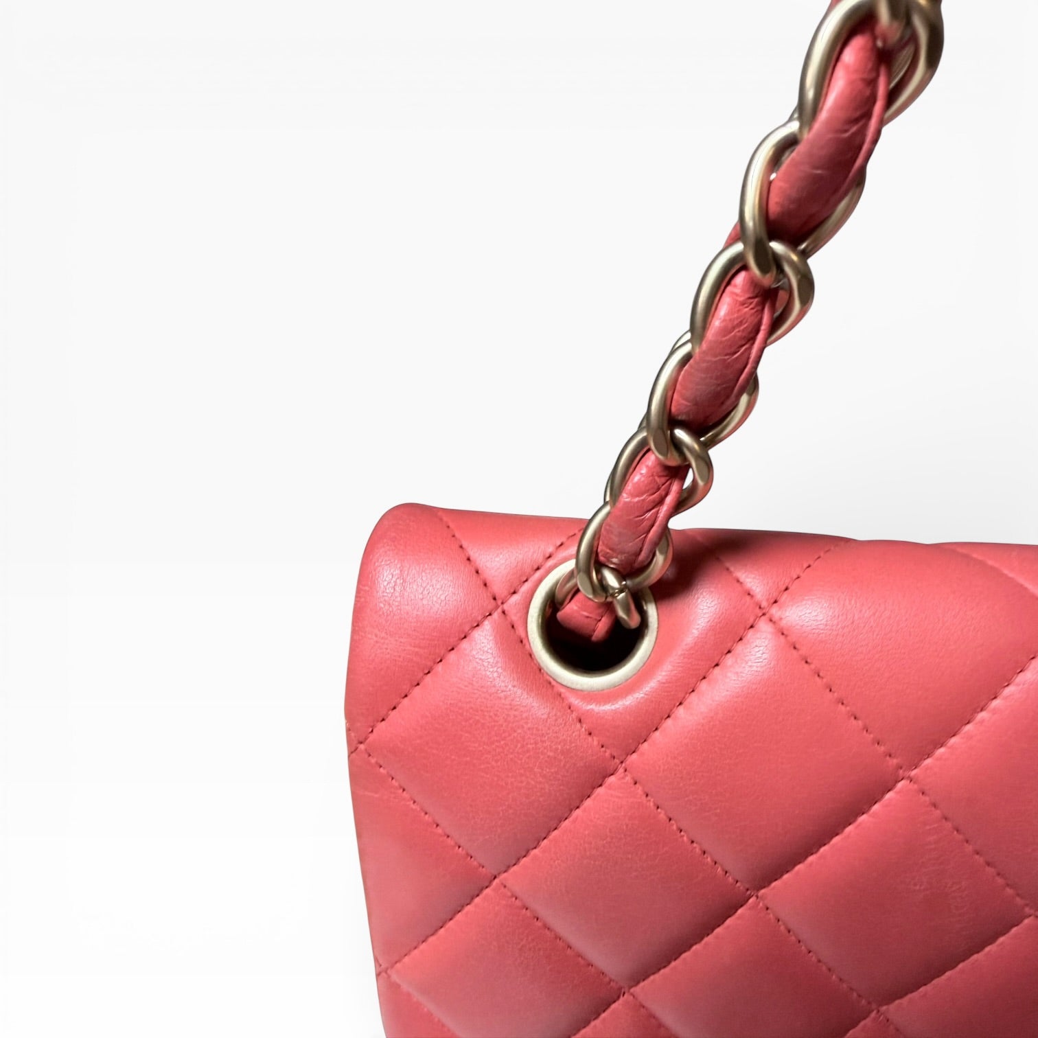 Chanel single flap coral