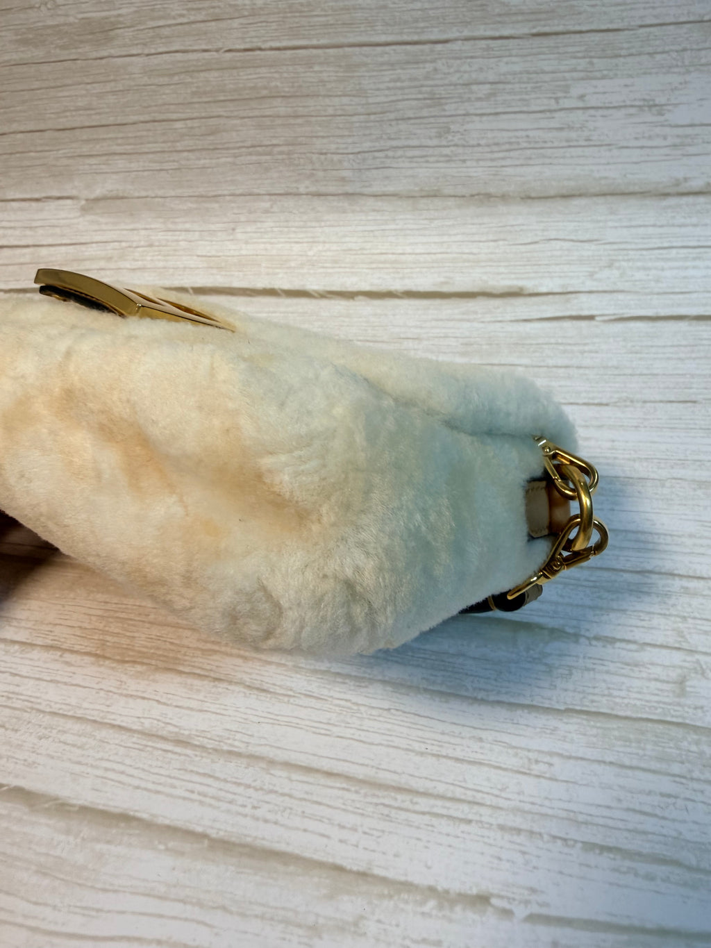 Fendi Mini Baguette with Montone (shearling) St. Macro FF - 166