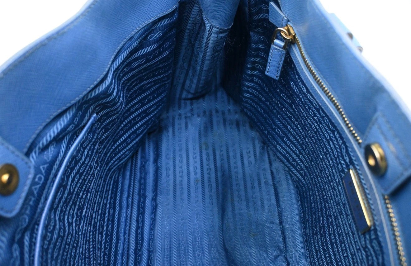 Prada  Saffiano Blue Hand Bag