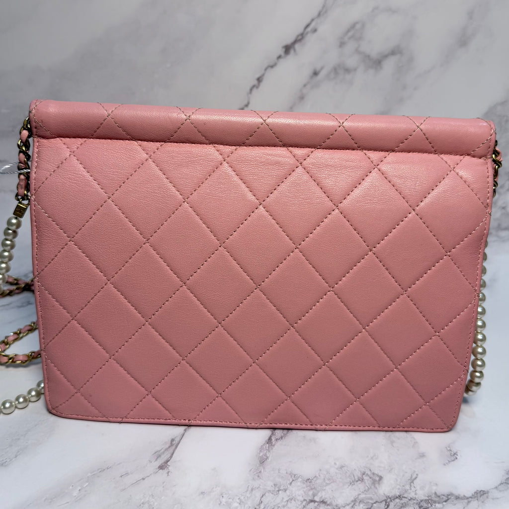 Chanel Quilted Pearl Chain Flap Bag