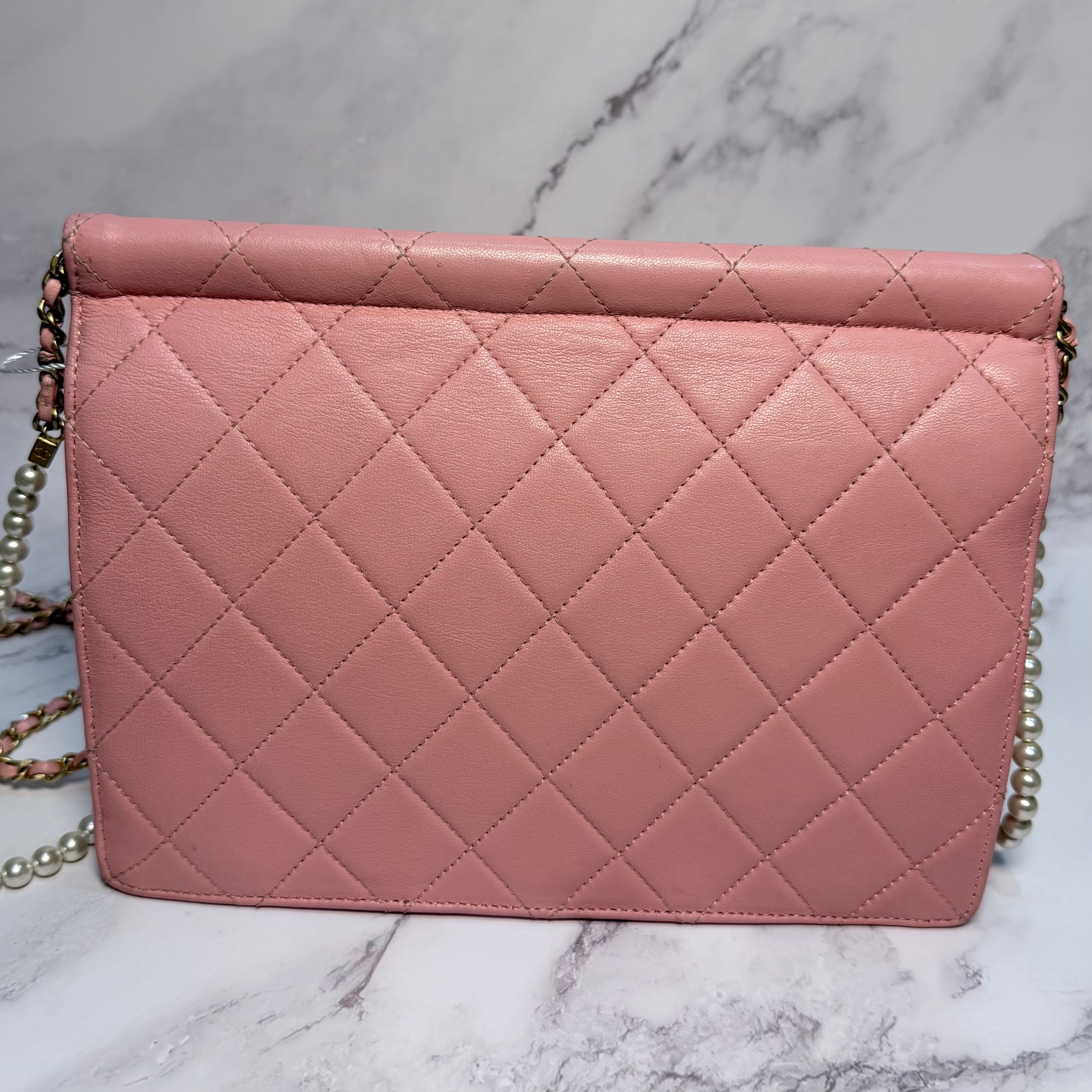 Chanel Quilted Pearl Chain Flap Bag