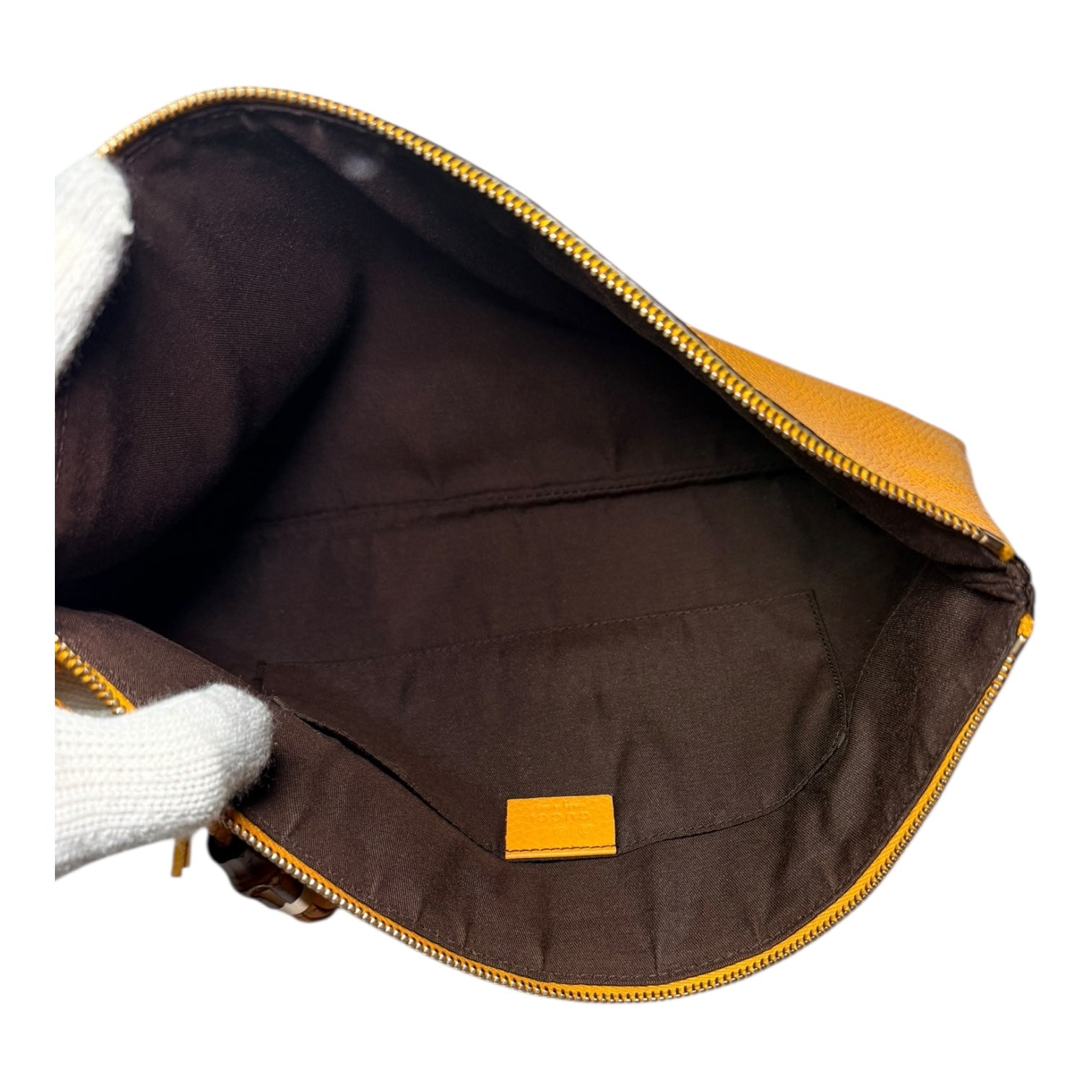 Gucci Pebbled Leather Clutch Yellow