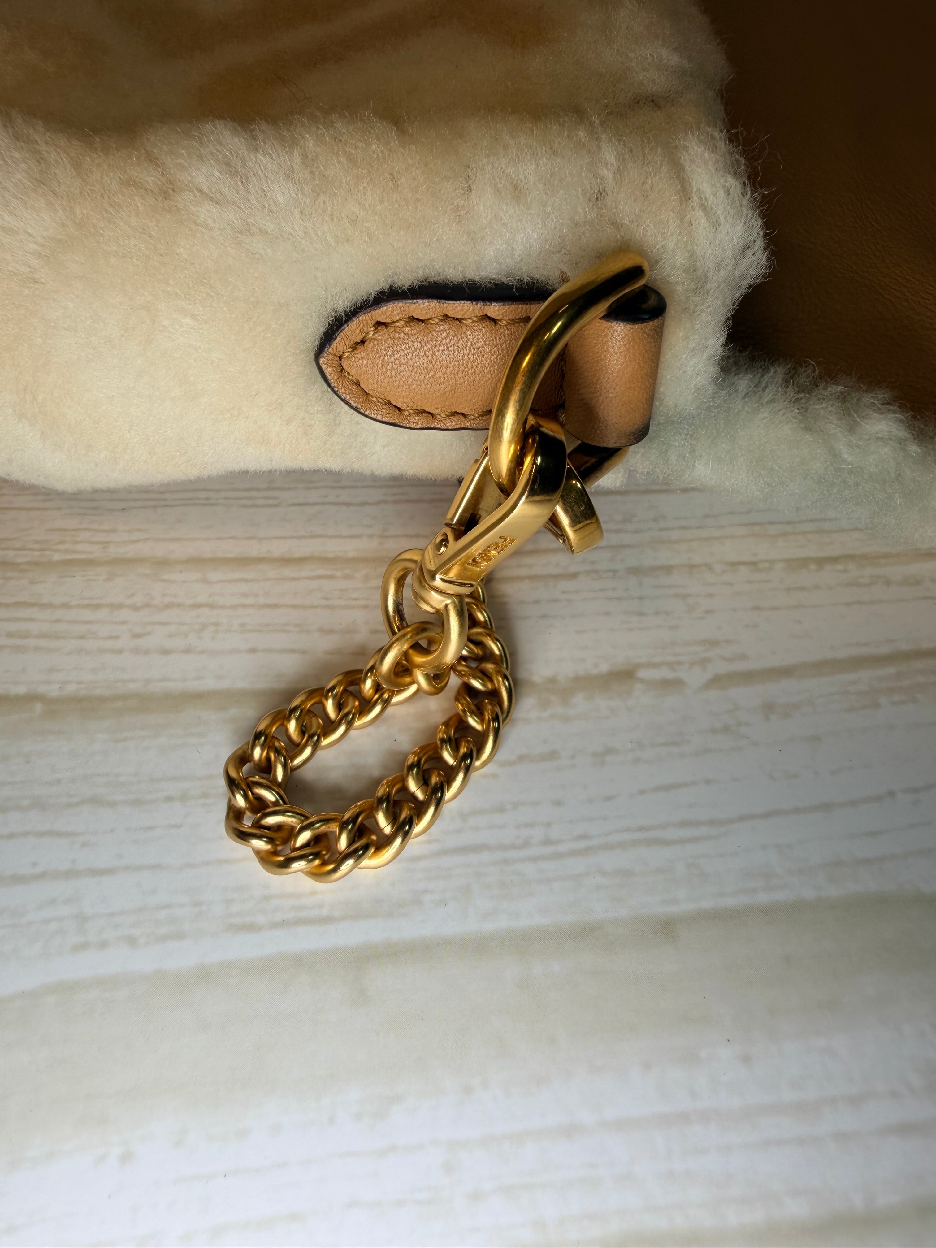 Fendi Mini Baguette with Montone (shearling) St. Macro FF - 166