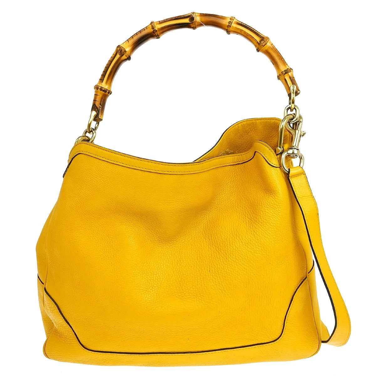 GUCCI LEATHER BAMBOO 2WAY HANDBAG