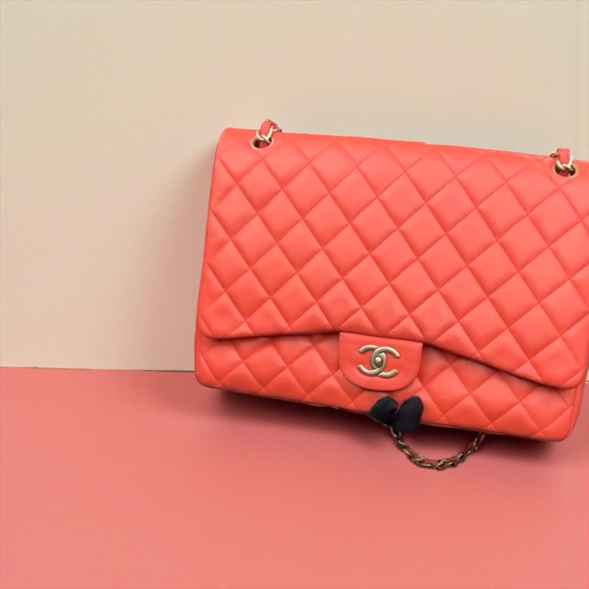 Chanel single flap coral